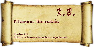 Klemens Barnabás névjegykártya